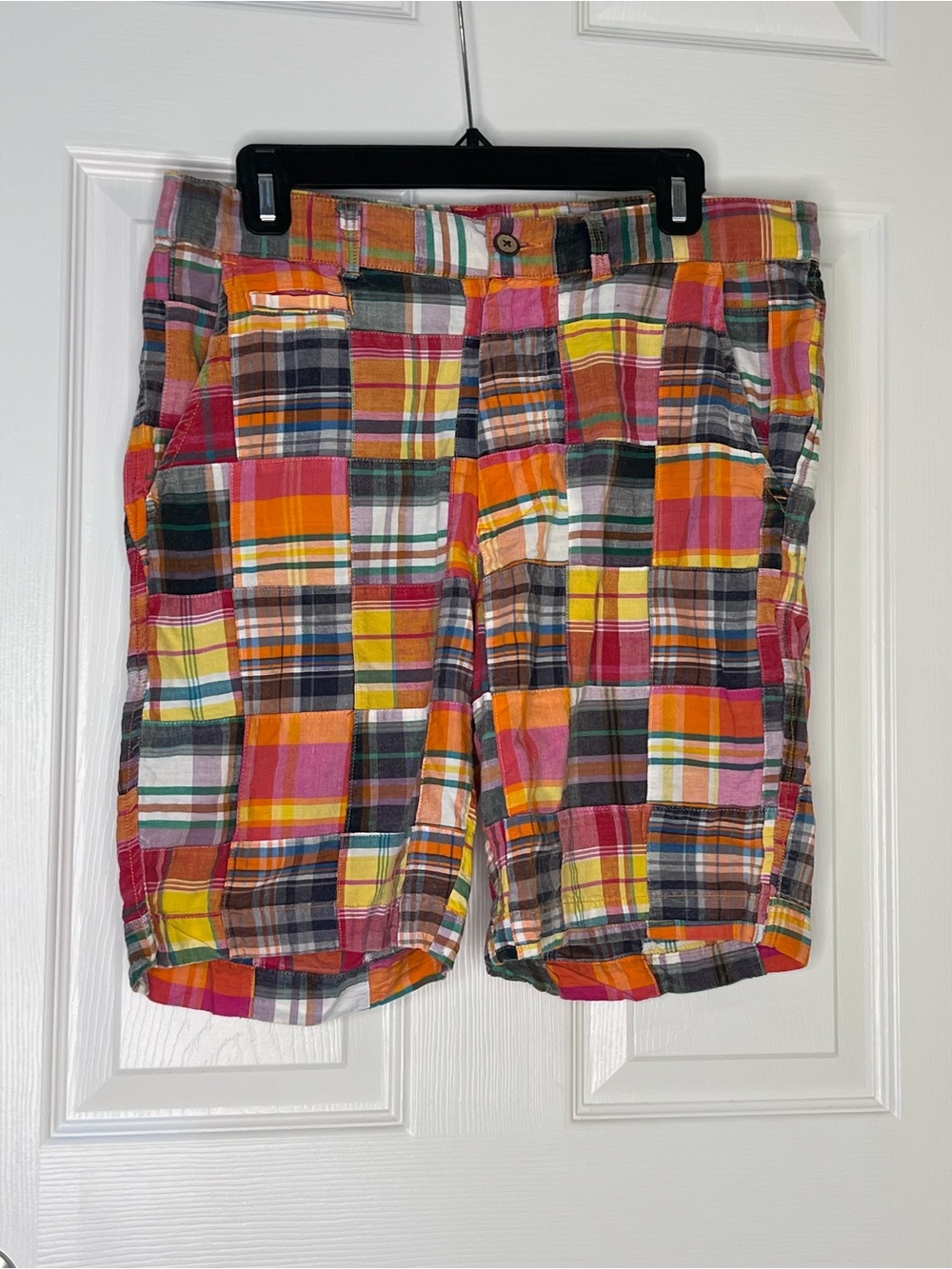 Charleston Threads Men's Patchwork Shorts Madras Plaid Preppy Boho Size 34